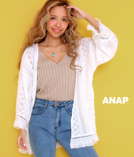 ネイティブ柄フリンジシフォンカーディガン アウター コート ジャケット カーディガン Anap レディースファッション 通販anapオンライン