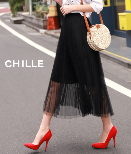 チュールプリーツスカート ボトムス パンツ ミモレ丈スカート スカート Chille レディースファッション通販anapオンライン