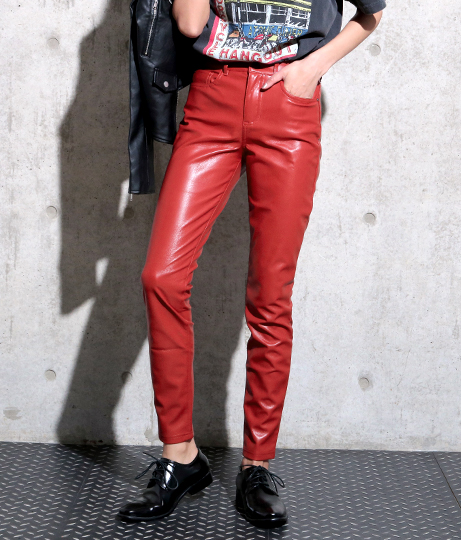 guess red leather pants