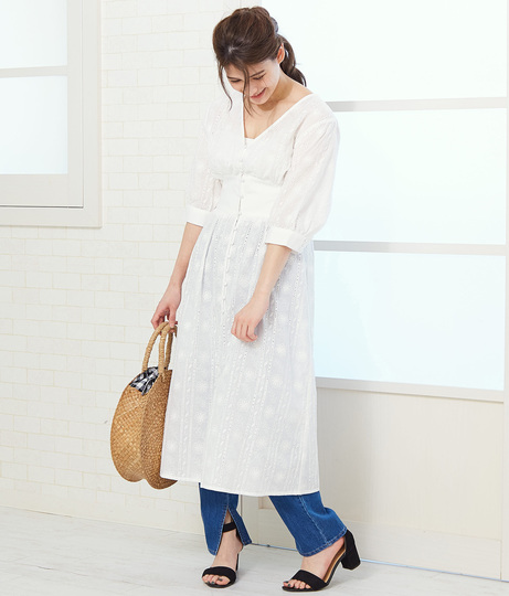 コットン刺繍ワンピース ワンピース ドレス ロングワンピ Auli レディースファッション通販anapオンライン