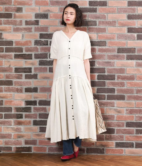 ダブルガーゼウエストマークワンピース ワンピース ドレス ロングワンピ マキシ丈ワンピース Factor レディースファッション通販anapオンライン