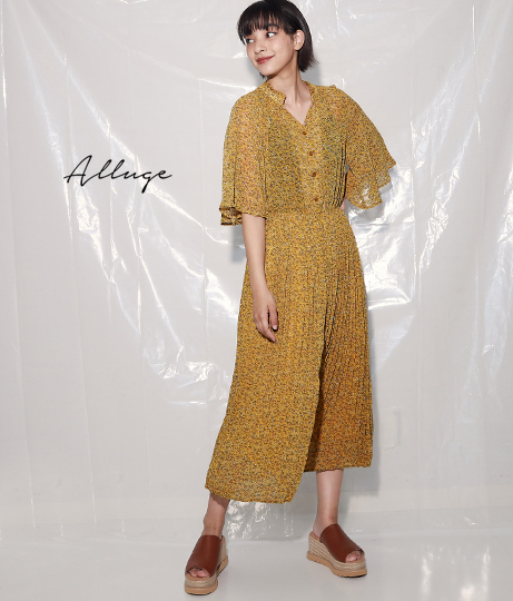 小花プリントシフォンプリーツワンピース ワンピース ドレス ロングワンピ Alluge レディースファッション通販anapオンライン