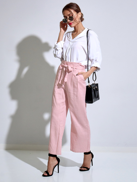 リネンレーヨンウエストリボンワイドパンツコーディネート コーディネート レディースファッション通販anapオンライン