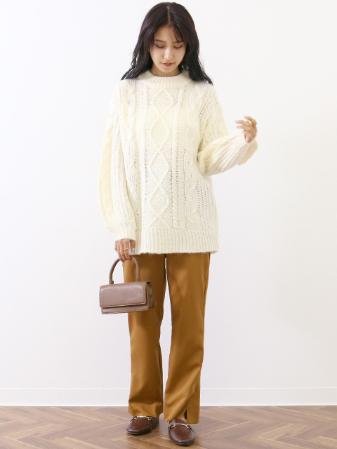 ケーブル編みビッグニットトップスコーディネート コーディネート レディースファッション通販anapオンライン