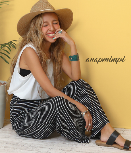 ボーダーワイドラフパンツ ボトムス パンツ ロングパンツ Anap Mimpi レディースファッション通販anapオンライン