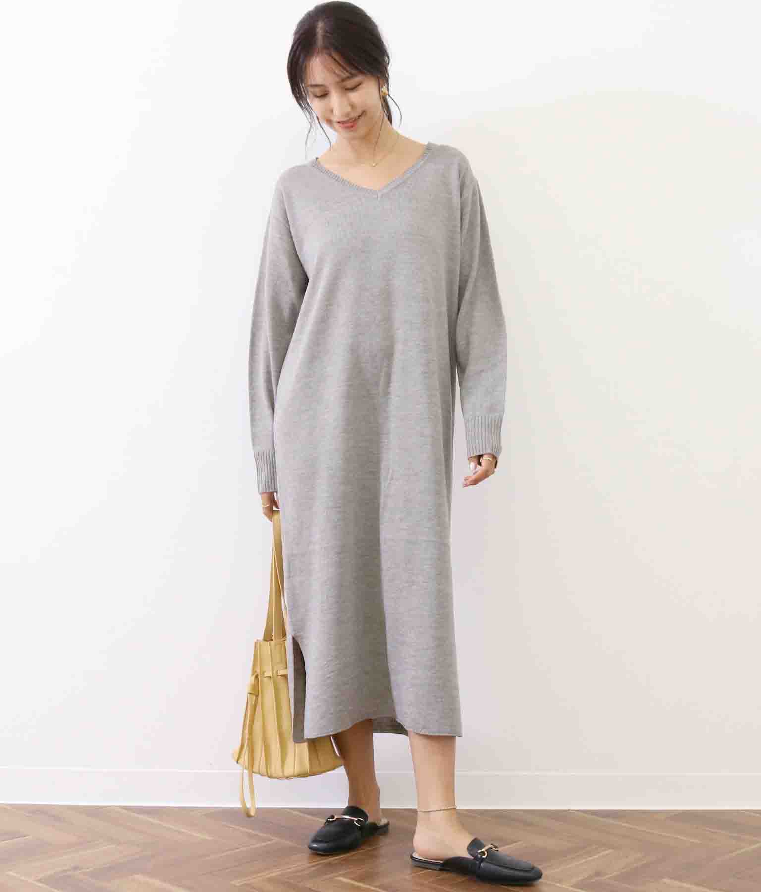 カシミヤタッチvネックゆるワンピース ワンピース ドレス ロングワンピ マキシ丈ワンピース Chille レディースファッション通販anapオンライン