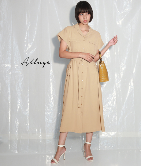 ウエストベルトシャツワンピース ワンピース ドレス ロングワンピ Alluge レディースファッション通販anapオンライン