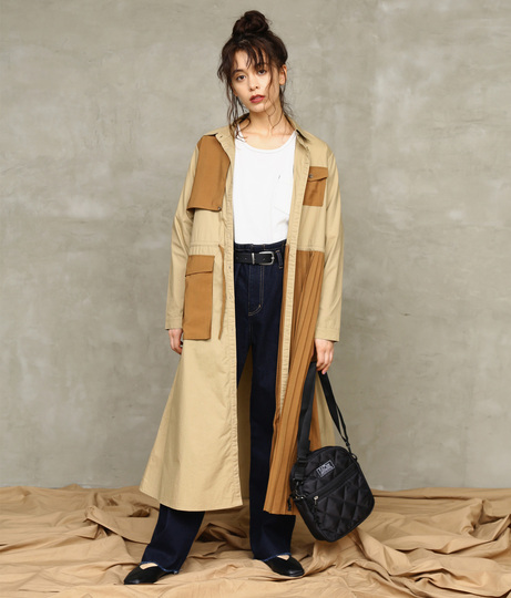 プリーツミリタリーワンピース ワンピース ドレス ロングワンピ マキシ丈ワンピース ジャケット ブルゾン Factor レディースファッション通販anapオンライン