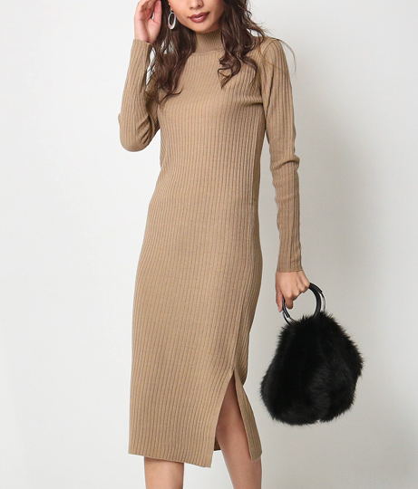 リブニットハイネックワンピース ワンピース ドレス ミディアムワンピ Anap レディースファッション通販anapオンライン