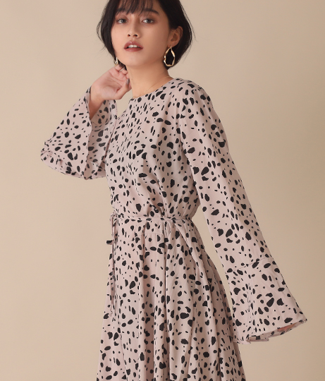 ダルメシアン柄フレアワンピース ワンピース ドレス ロングワンピ マキシ丈ワンピース Chille レディースファッション通販anapオンライン