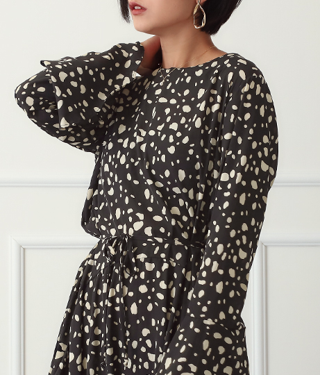 ダルメシアン柄フレアワンピース ワンピース ドレス ロングワンピ マキシ丈ワンピース Chille レディースファッション通販anapオンライン