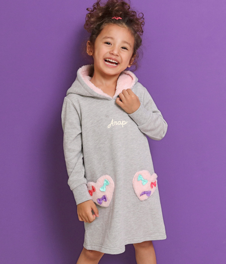 裏毛ハートポケットボアワンピース ワンピース ドレス ミニワンピ Anap Kids レディースファッション通販anapオンライン