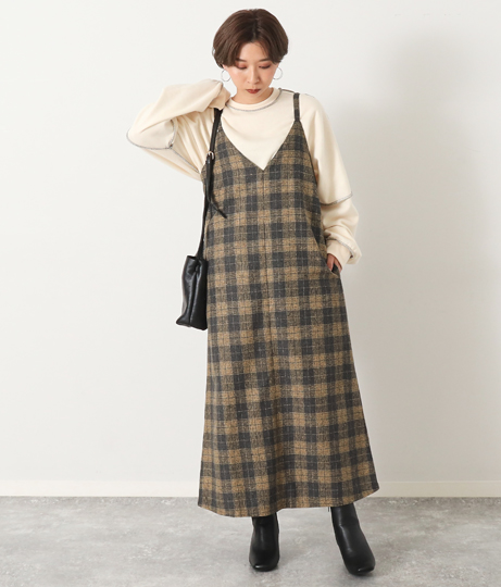 チェックキャミソールワンピース ワンピース ドレス ロングワンピ マキシ丈ワンピース Factor レディースファッション通販anapオンライン