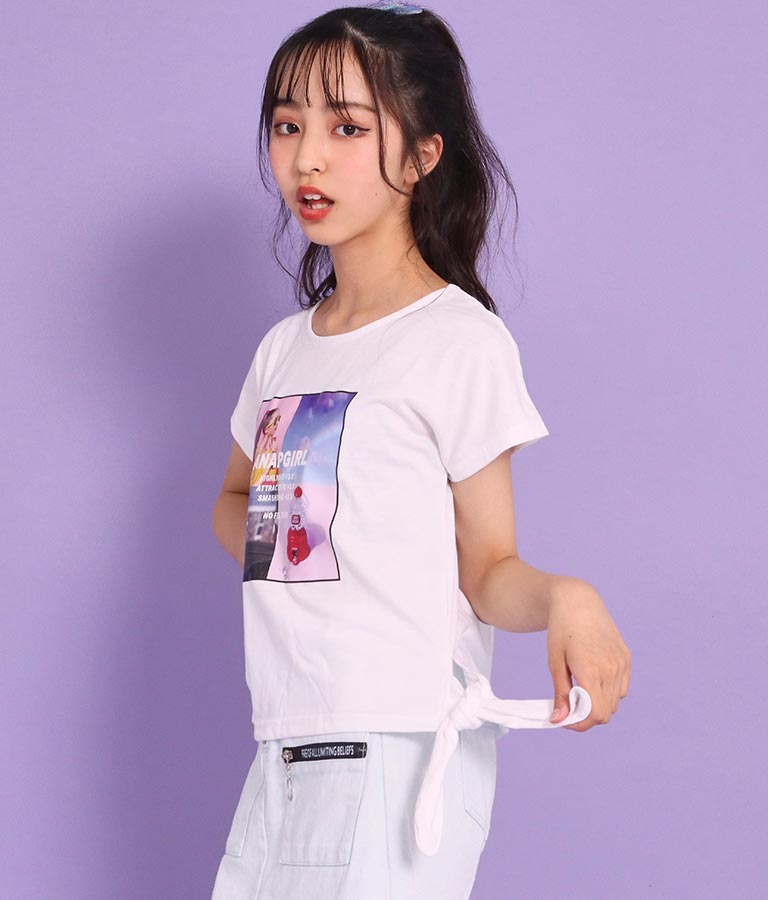 フォトプリントサイド結びtシャツ トップス Tシャツ Anap Girl レディースファッション通販anapオンライン