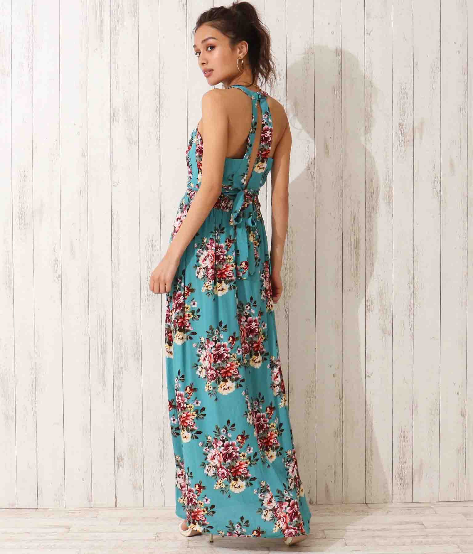 バックデザインオープフラワーロングワンピース ワンピース ドレス ロングワンピ マキシ丈ワンピース Anap Usa レディースファッション通販anapオンライン