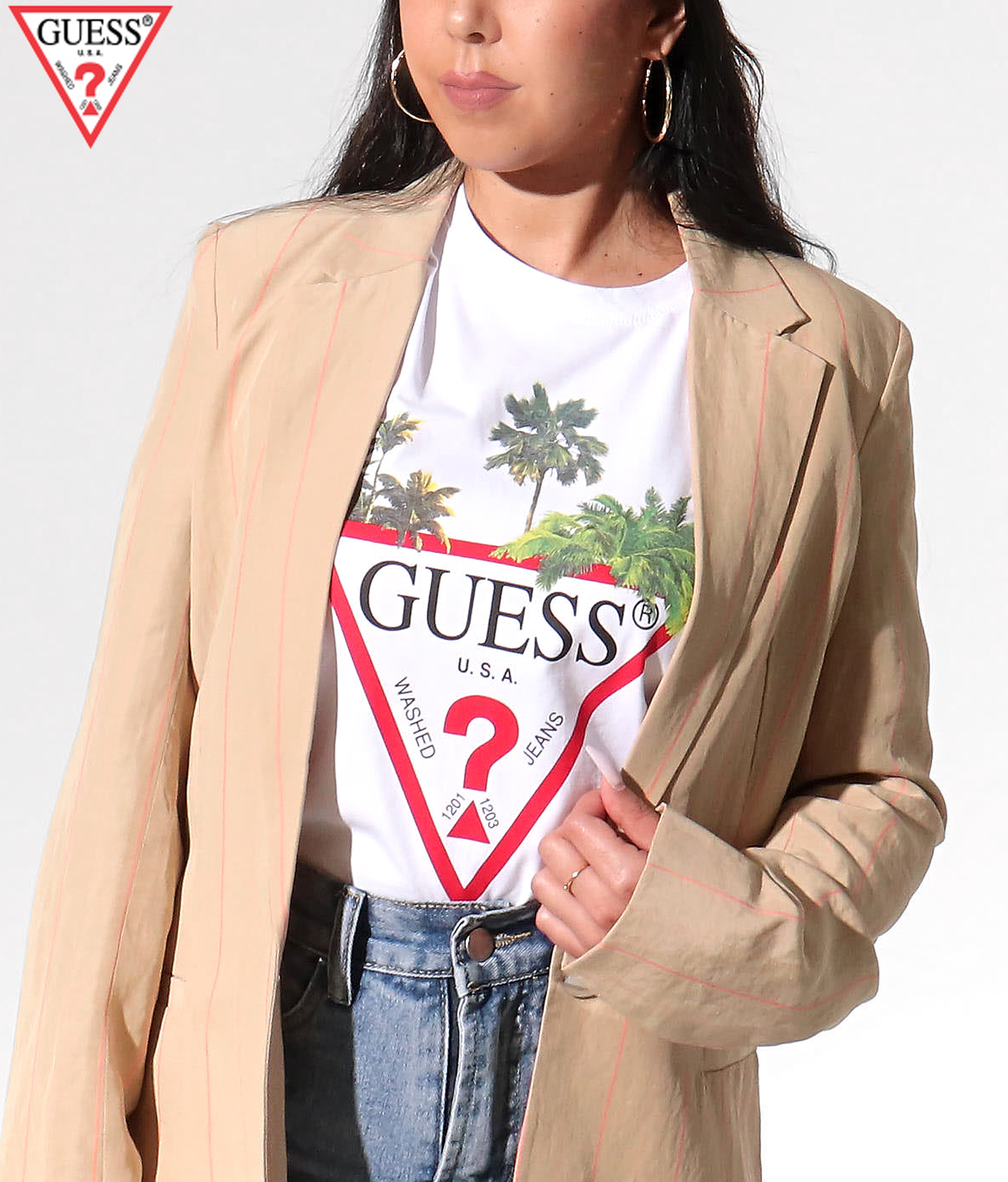 GUESS CN SS PALM TRIANGLE TEE