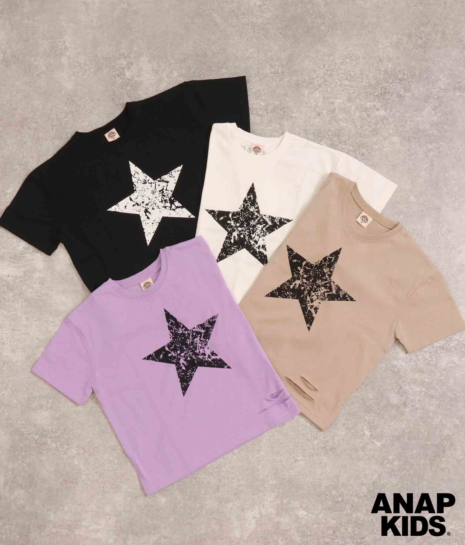 スタープリントスラッシュビッグTシャツ(トップス/Tシャツ) | ANAP KIDS