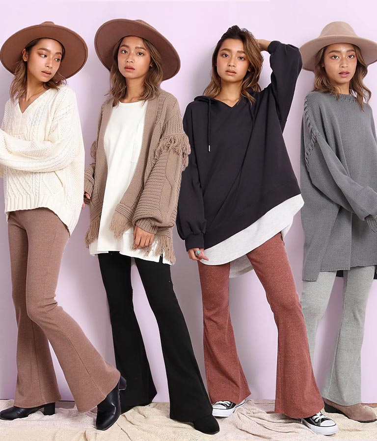 anap mimpi リブフレアパンツ