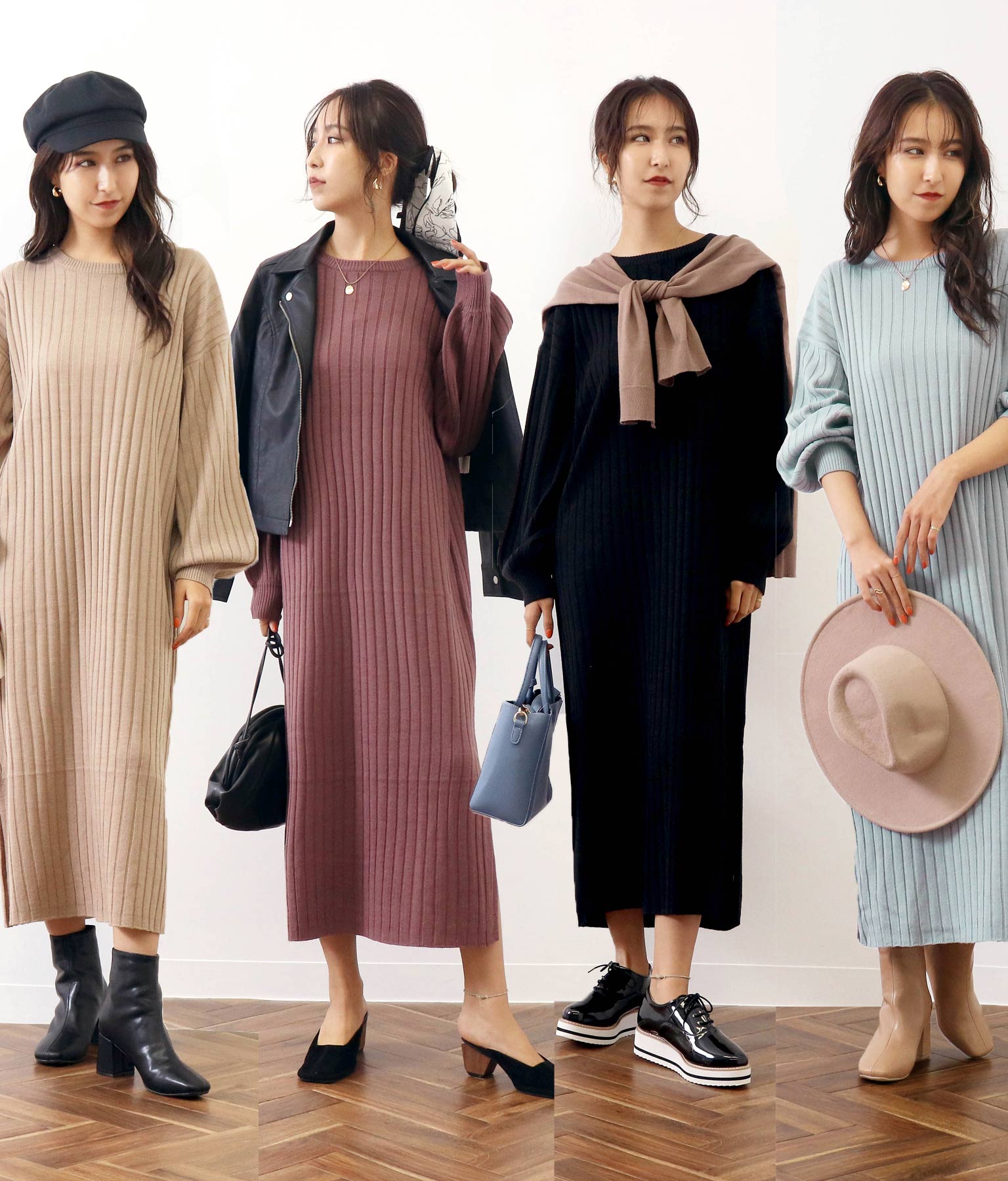 CHILLE anap ワイドリブニットロングワンピース
