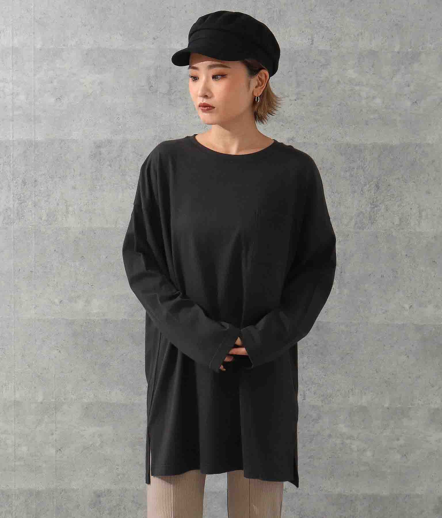 ANAP オーバーサイズシンプルロングTシャツ