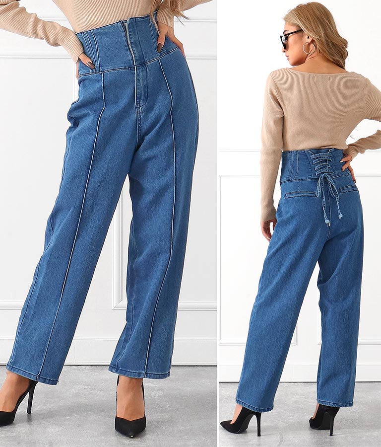anap Latina バックレースアップハイウエストストレッチデニムパンツ