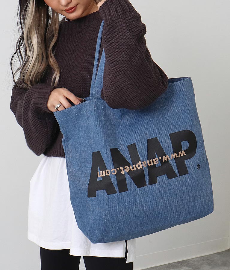ANAP ANAPロゴデニム風バッグ