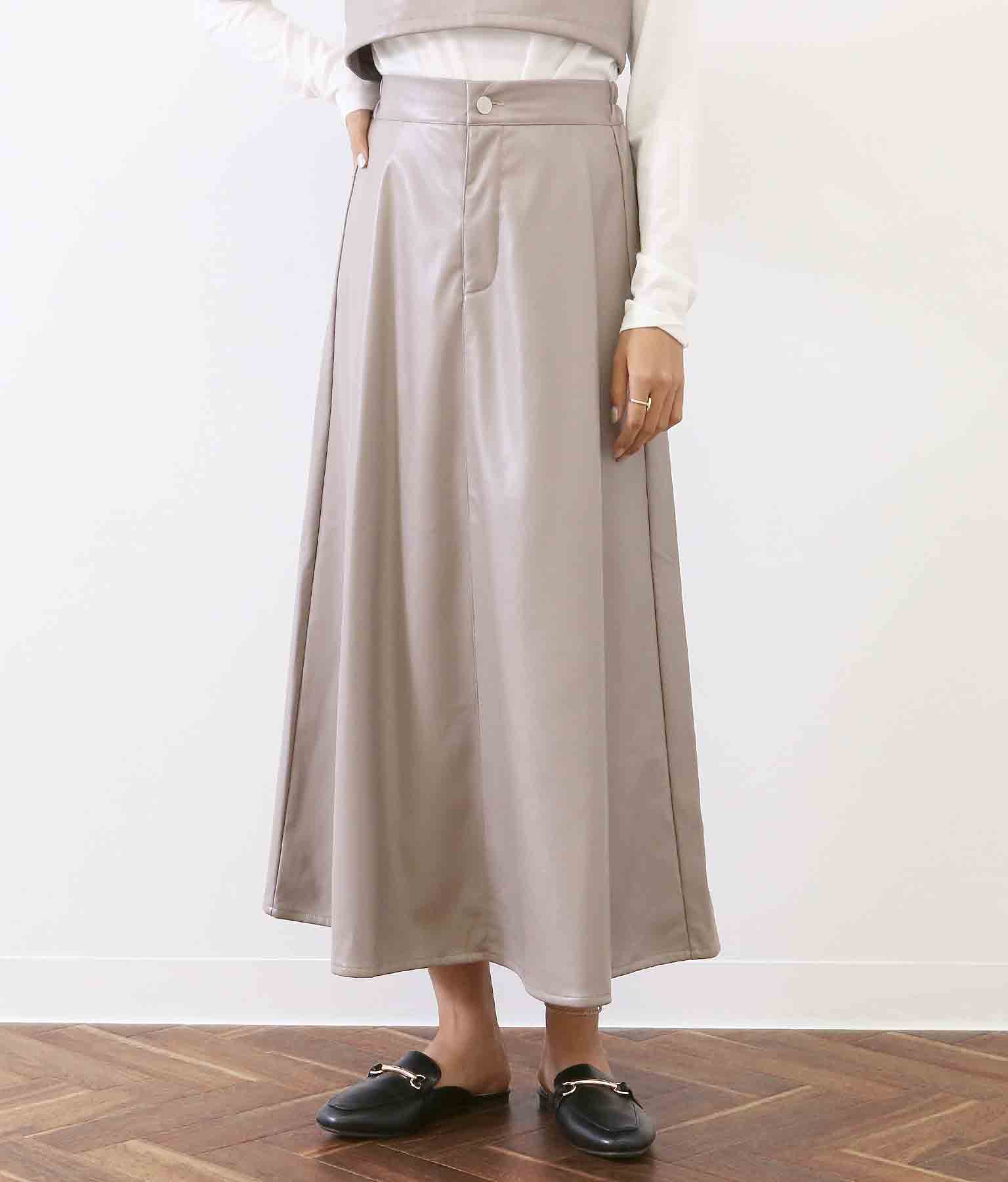 レザー風フレアロングスカートコーディネート コーディネート レディースファッション通販anapオンライン