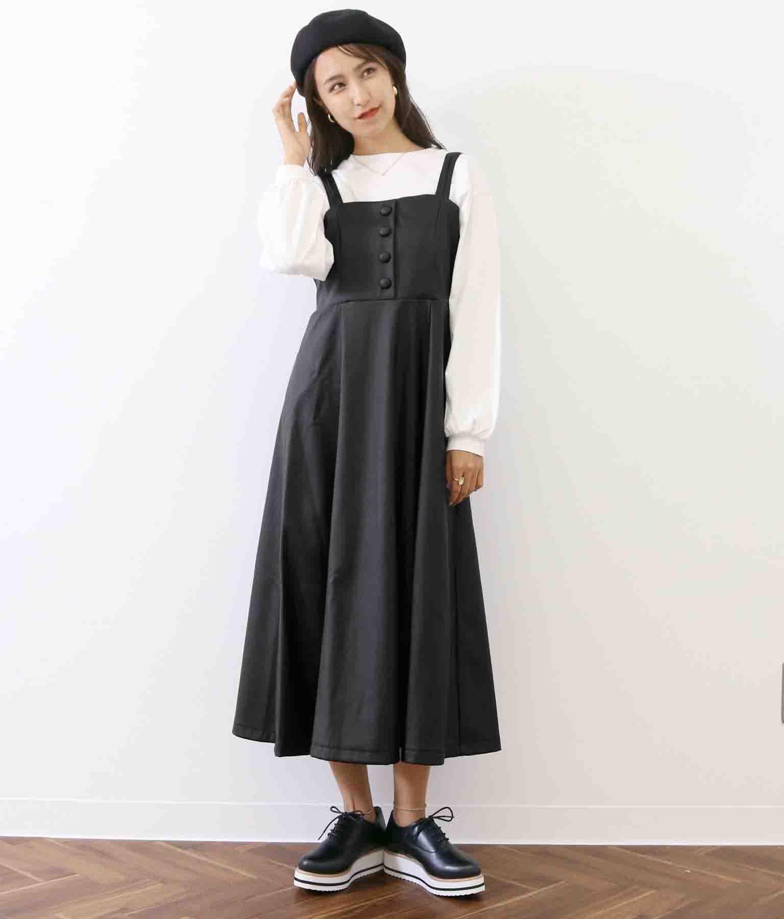 CHILLE anap くるみボタン付きエコレザーワンピース