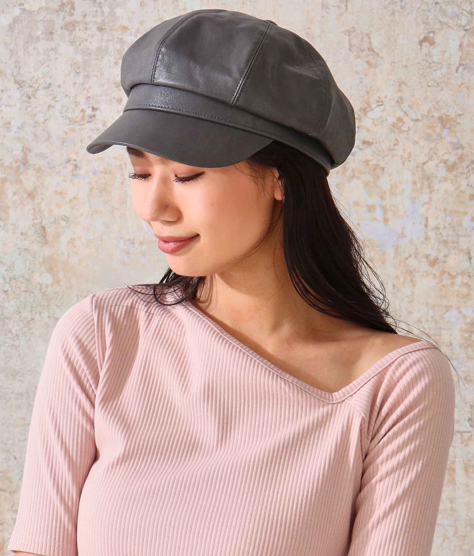レザーライクキャスケット(ファッション雑貨/ハット・キャップ・ニット帽 ・キャスケット・ベレー帽) | ANAP