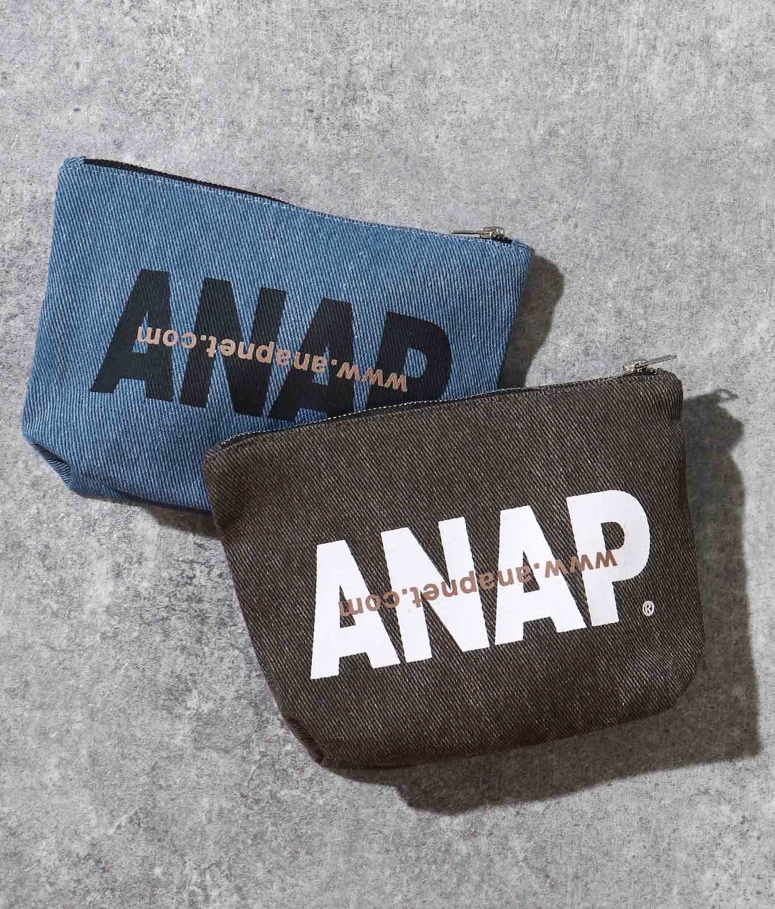 ANAP ANAPロゴデニム風ポーチ