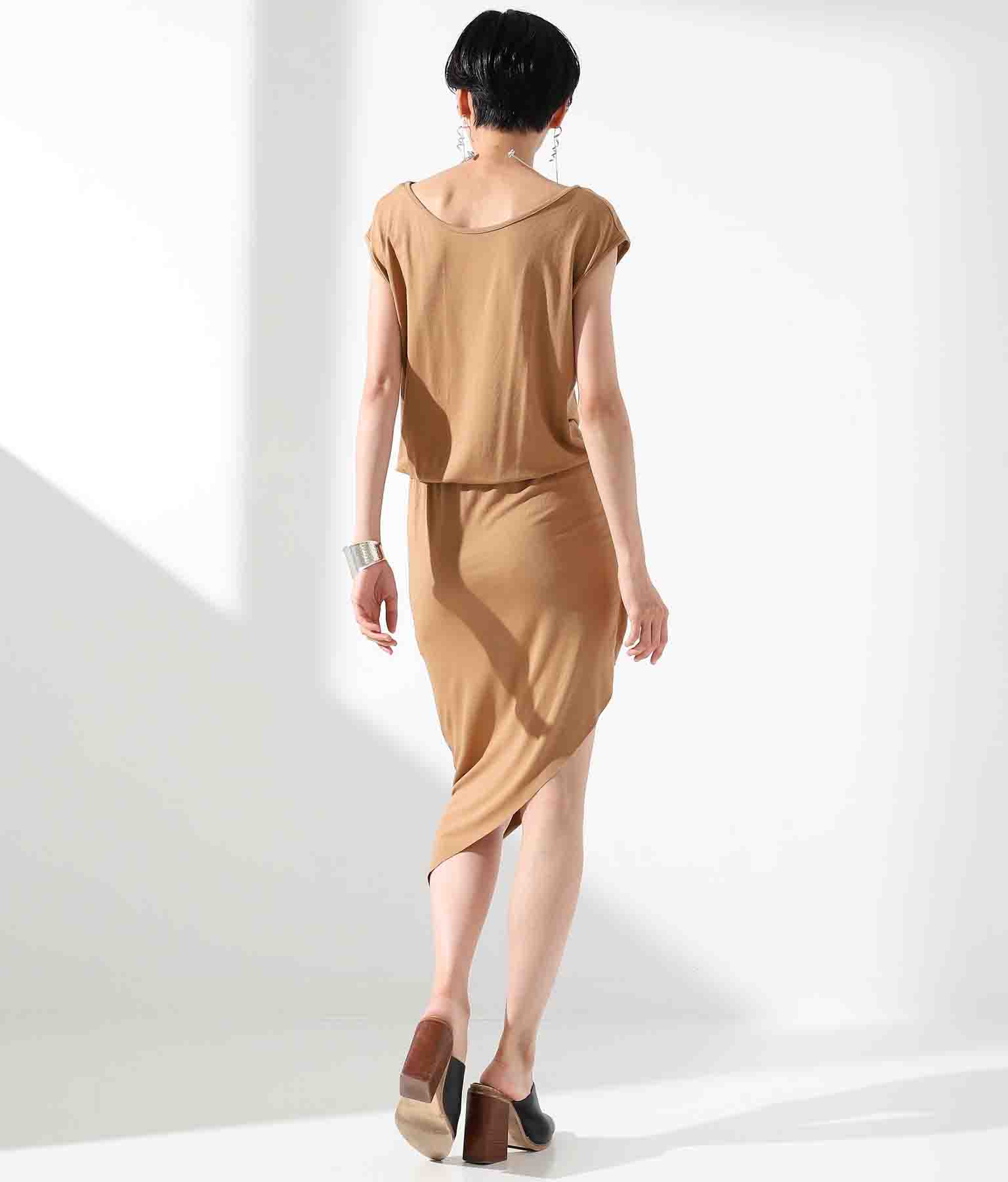 アシンメトリードレープデザインワンピース ワンピース ドレス ミディアムワンピ ミニワンピ Settimissimo レディースファッション通販anapオンライン