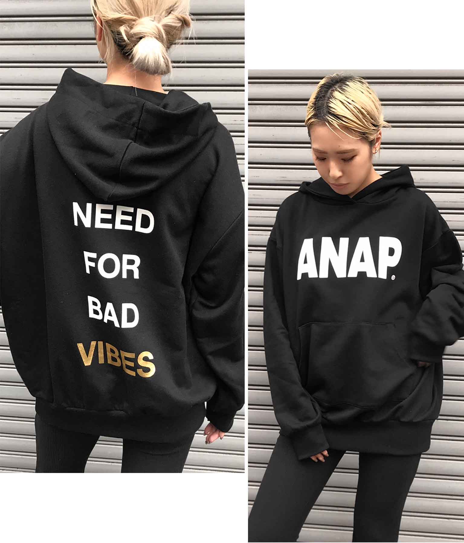 ANAP ANAPロゴフーディー裏毛チュニック