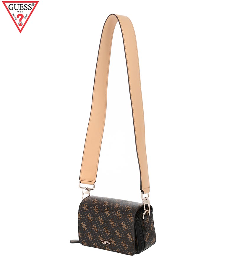guess picnic logo print mini shoulder bag