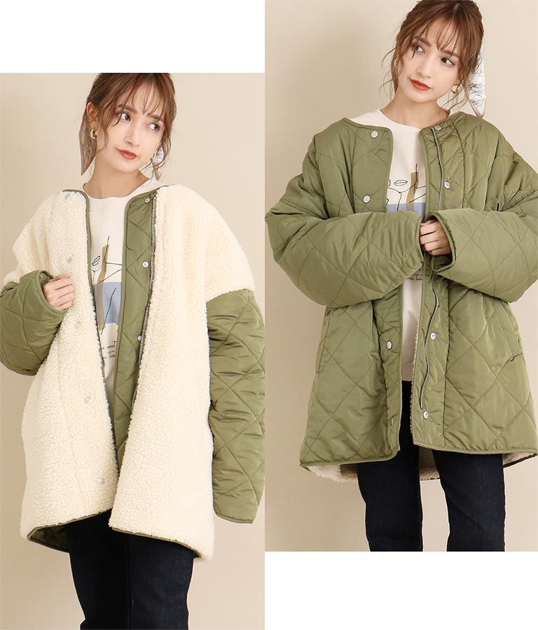 ボア キルティングリバーシブルブルゾン アウター コート ジャケット コート トレンチコート ロングコート ボアジャケット Chille レディースファッション通販anapオンライン