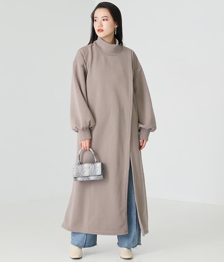 裏起毛ハイネックスリットワンピース ワンピース ドレス ロングワンピ Alluge レディースファッション通販anapオンライン