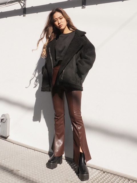 フェイクムートンライダースジャケットコーディネート コーディネート レディースファッション通販anapオンライン