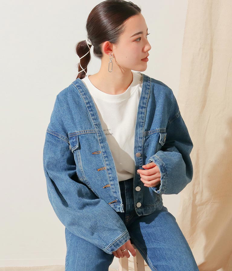 ノーカラーデニムジャケット アウター コート ジャケット ジャケット ブルゾン Alluge レディースファッション通販anapオンライン ノーカラーデニムジャケット アウター コート ジャケット ジャケット ブルゾン Alluge レディースファッション通販anapオンライン