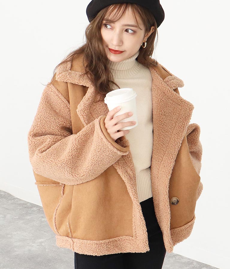 ボア切替ショート丈ムートン調コート アウター コート ジャケット ムートンコート Chille レディースファッション通販anapオンライン