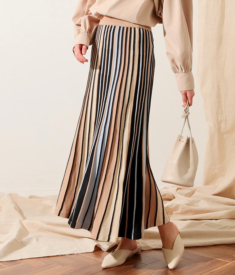 配色ニットプリーツスカート ボトムス パンツ ニットスカート Alluge レディースファッション通販anapオンライン