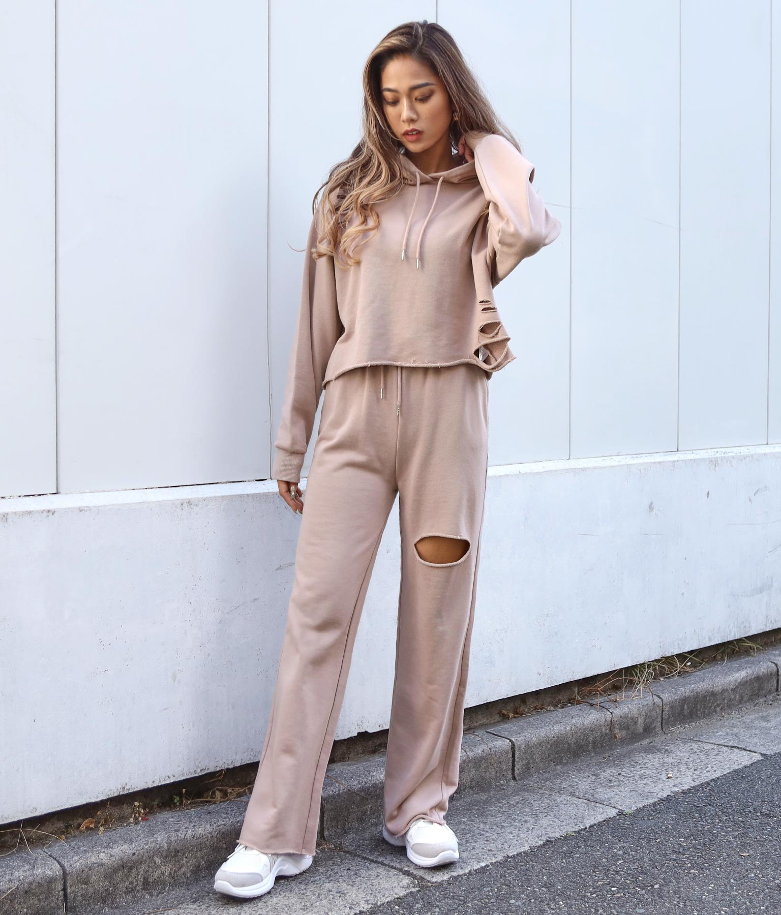 ダメージスウェットセットアップ トップス ロングパンツ Anap レディースファッション通販anapオンライン