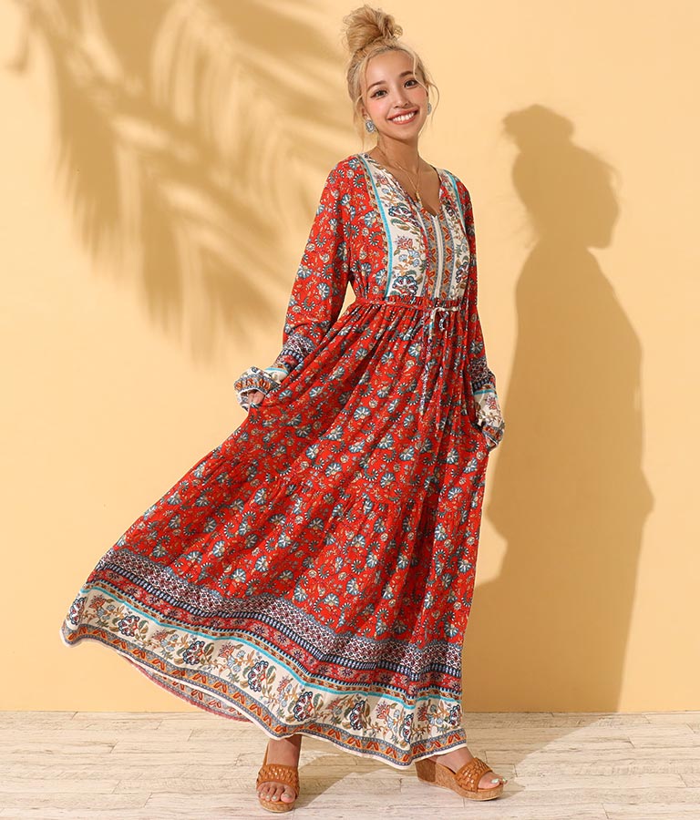 オリエンタルデザインロングワンピース ワンピース ドレス ロングワンピ マキシ丈ワンピース Anap Mimpi レディースファッション通販anapオンライン