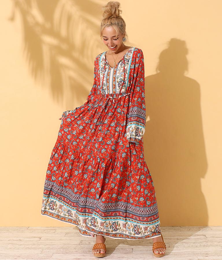 オリエンタルデザインロングワンピース ワンピース ドレス ロングワンピ マキシ丈ワンピース Anap Mimpi レディースファッション通販anapオンライン