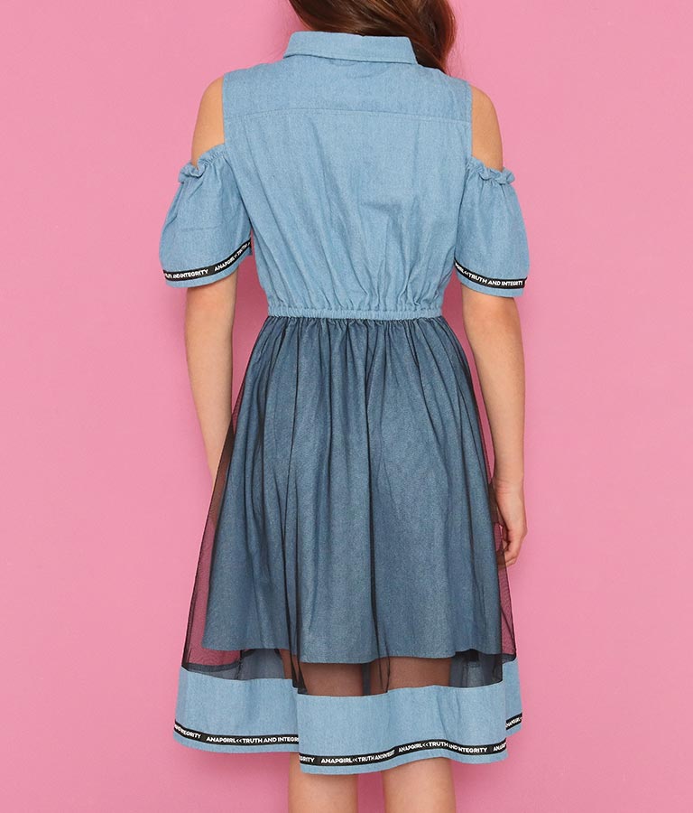 肩あきチュール重ねデニムワンピース ワンピース ドレス ミディアムワンピ Anap Girl レディースファッション通販anapオンライン