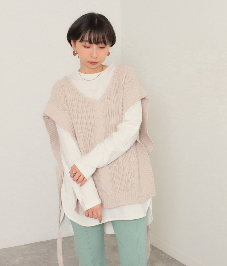 脇ひも付きニットベストトップス トップス ニット セーター Factor レディースファッション通販anapオンライン
