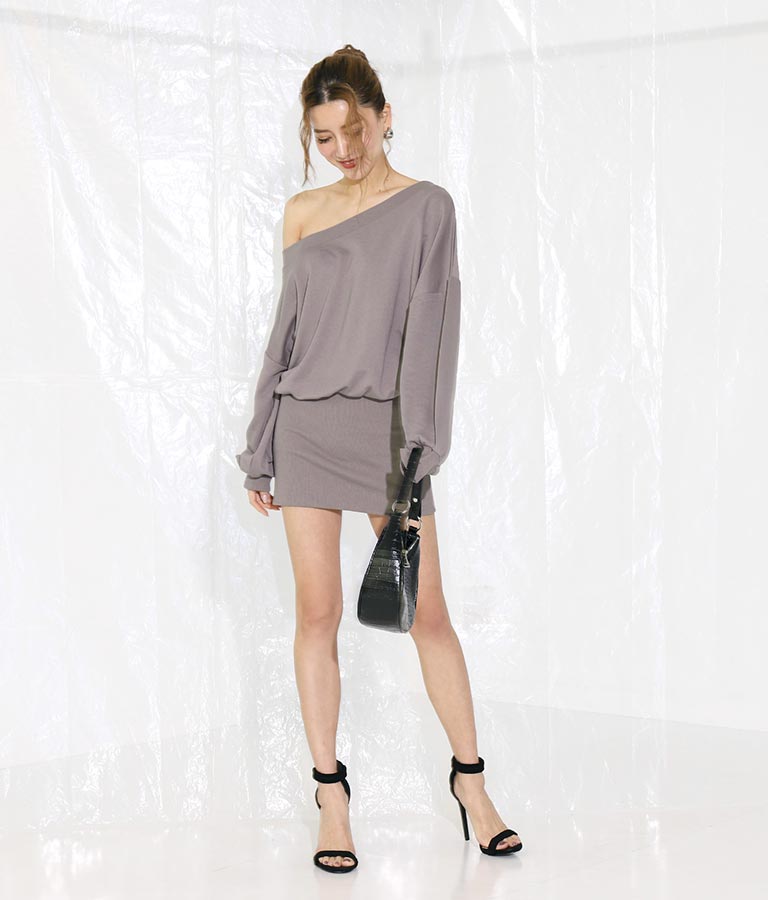 アシンメトリースウェットドルマンワンピース ワンピース ドレス ミニワンピ Anap レディースファッション通販anapオンライン