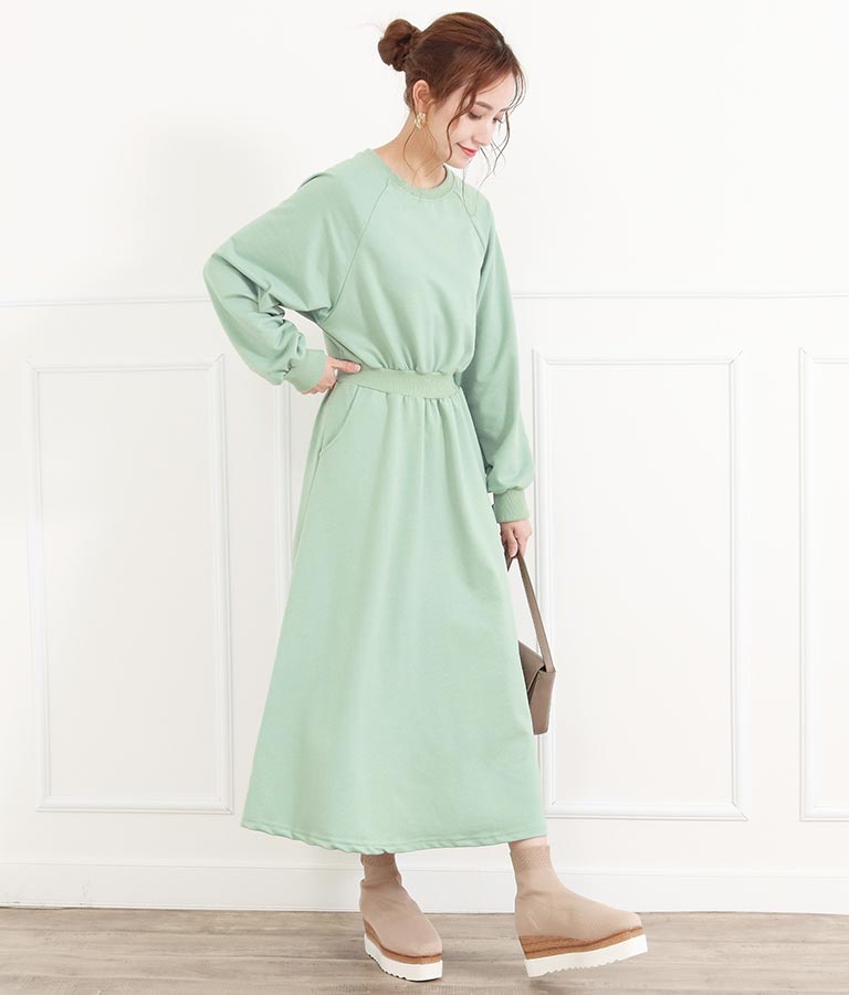 ウエスト切り替え裏毛ワンピース ワンピース ドレス ロングワンピ Chille レディースファッション通販anapオンライン