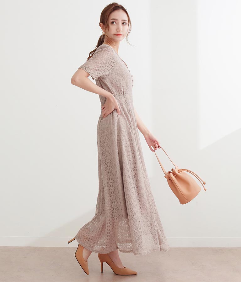半袖レースワンピース ワンピース ドレス ロングワンピ Chille レディースファッション通販anapオンライン