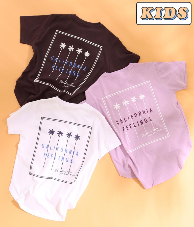 【KIDS】パームツリー刺繍ラウンドヘムビックTシャツ