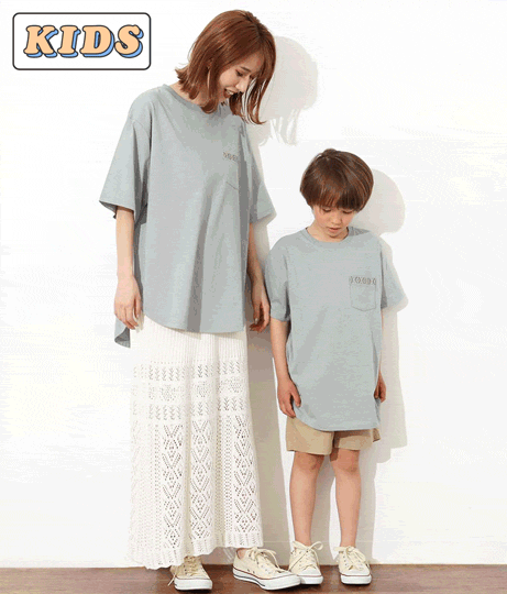 【KIDS】オルテガ刺繍ラウンドヘムビックTシャツ