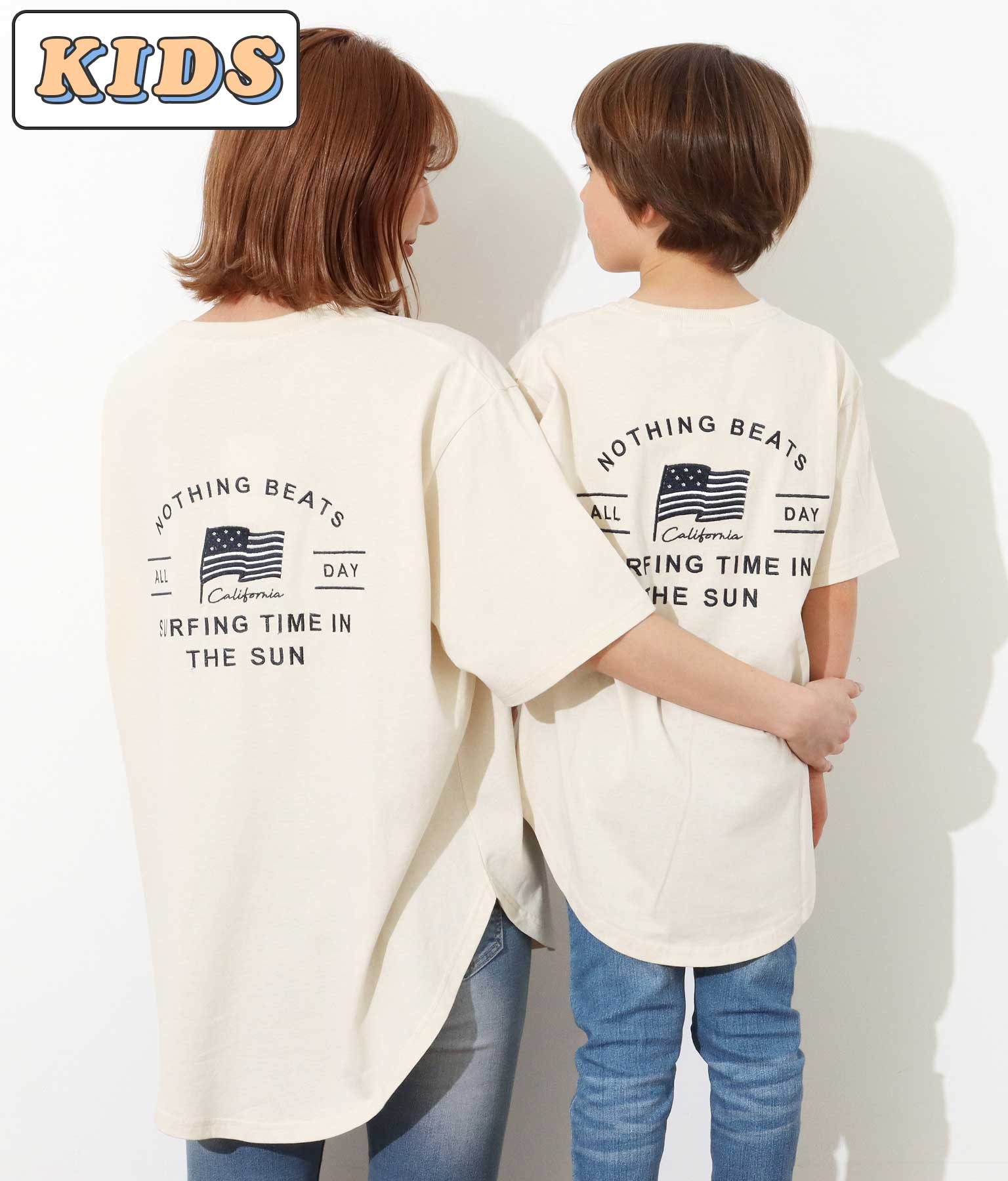【KIDS】国旗刺繍ラウンドヘムビッグTシャツ